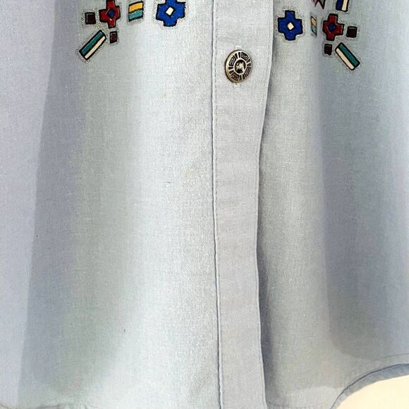 Vtg Maria No Women's Size L Aztec Native Western Boho Indie Shirt Silver Buttons - Picture 6 of 12